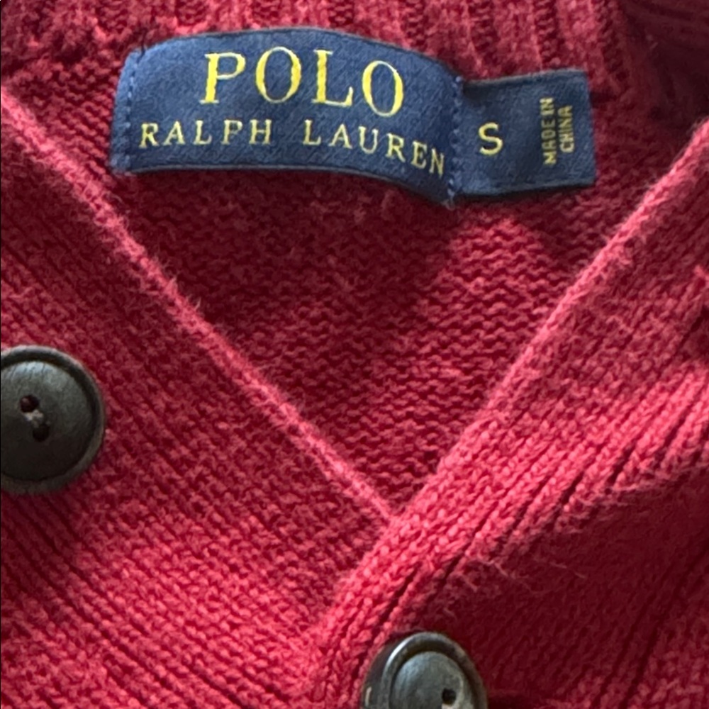 Polo by Ralph Lauren Men's vintage 1/4 button Turtleneck cottonSweater Red Sz S - Picture 5 of 10
